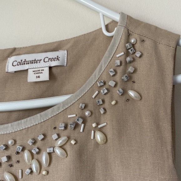 Coldwater Creek Beaded Day Dress Gored Flared Embellish Vintage Vibe Lined Sz 14 - Picture 10 of 17